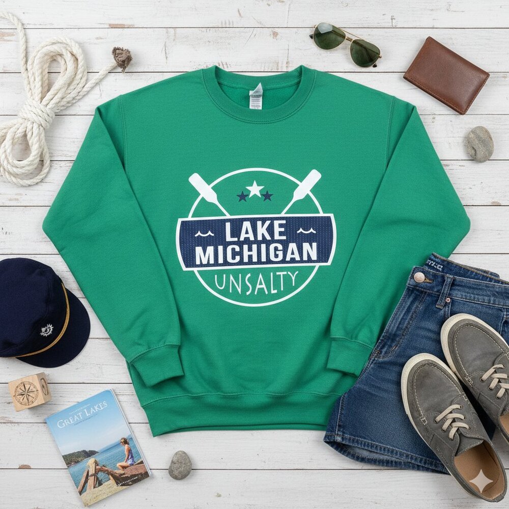 Comfortex USA "Lake Michigan Unsalty" Mint Pullover